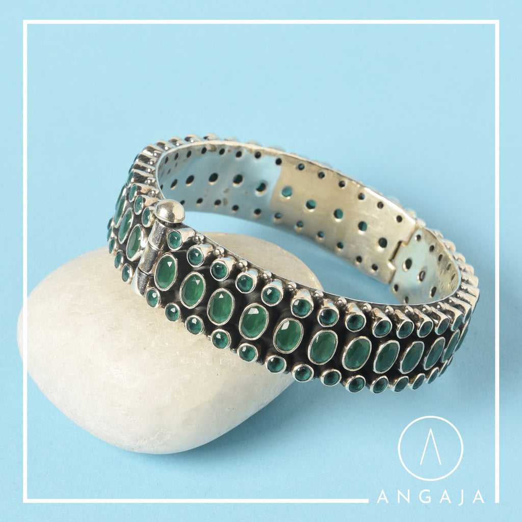 Cut Stone Kada - Angaja Silver