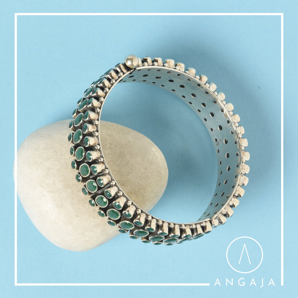 Cut Stone Kada - Angaja Silver