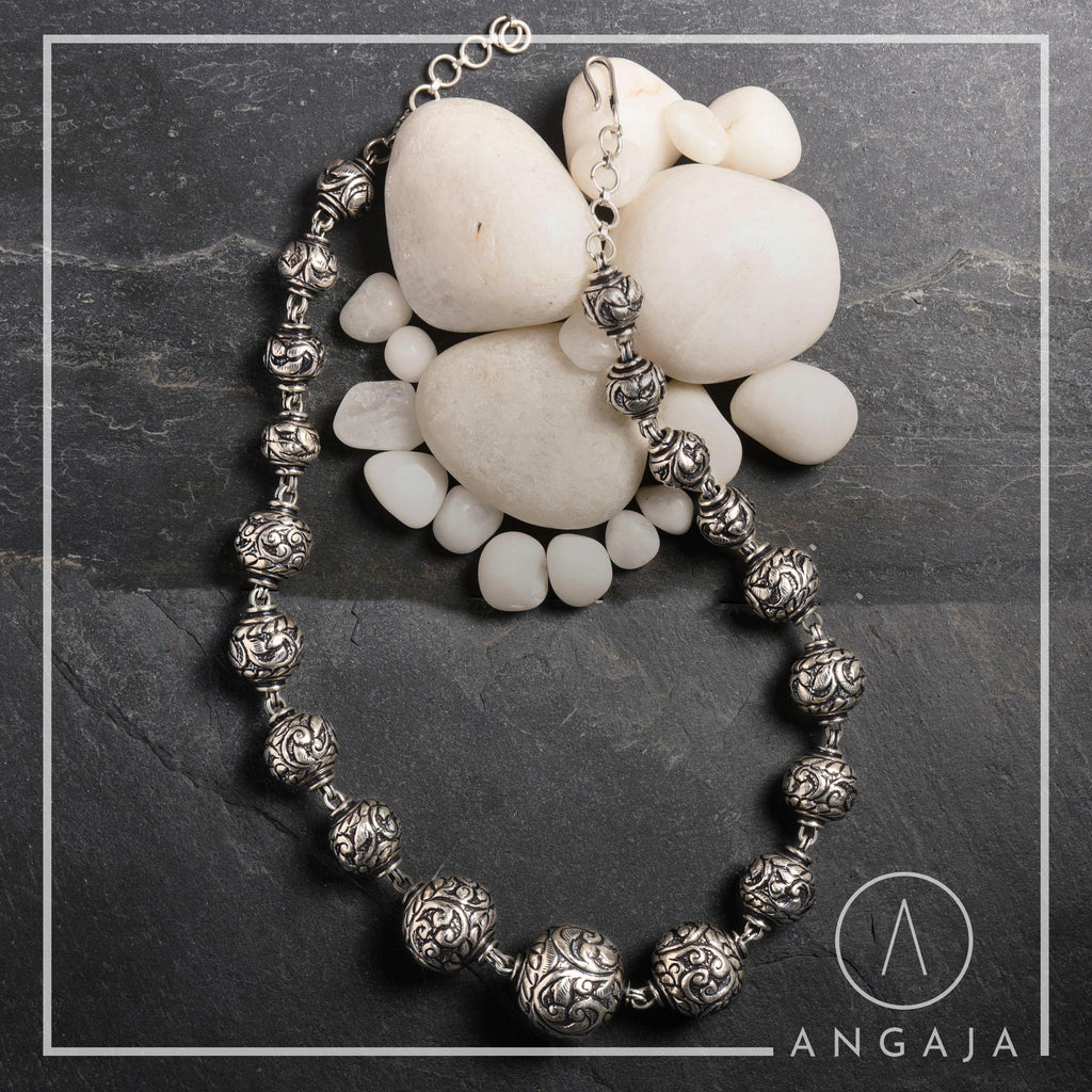 Silver Beads Necklace - Angaja Silver