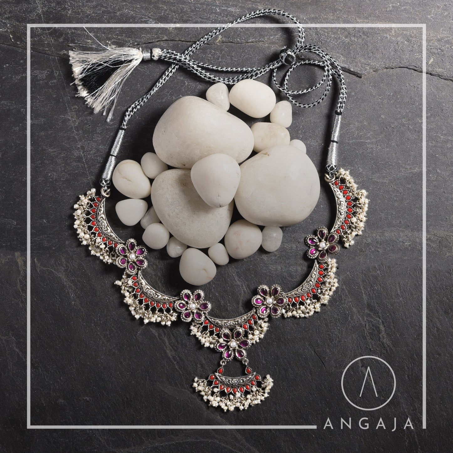 Coral Silver Necklace - Angaja Silver