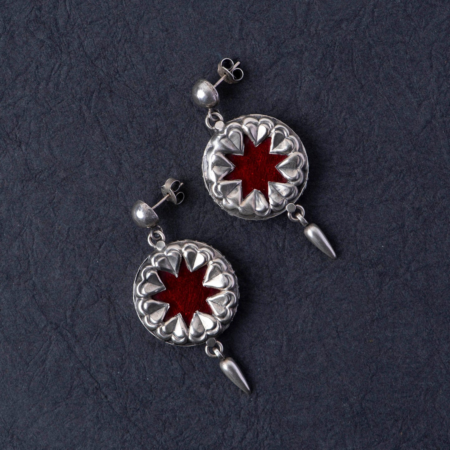 Silver Glass Pendant With Earrings - Angaja Silver