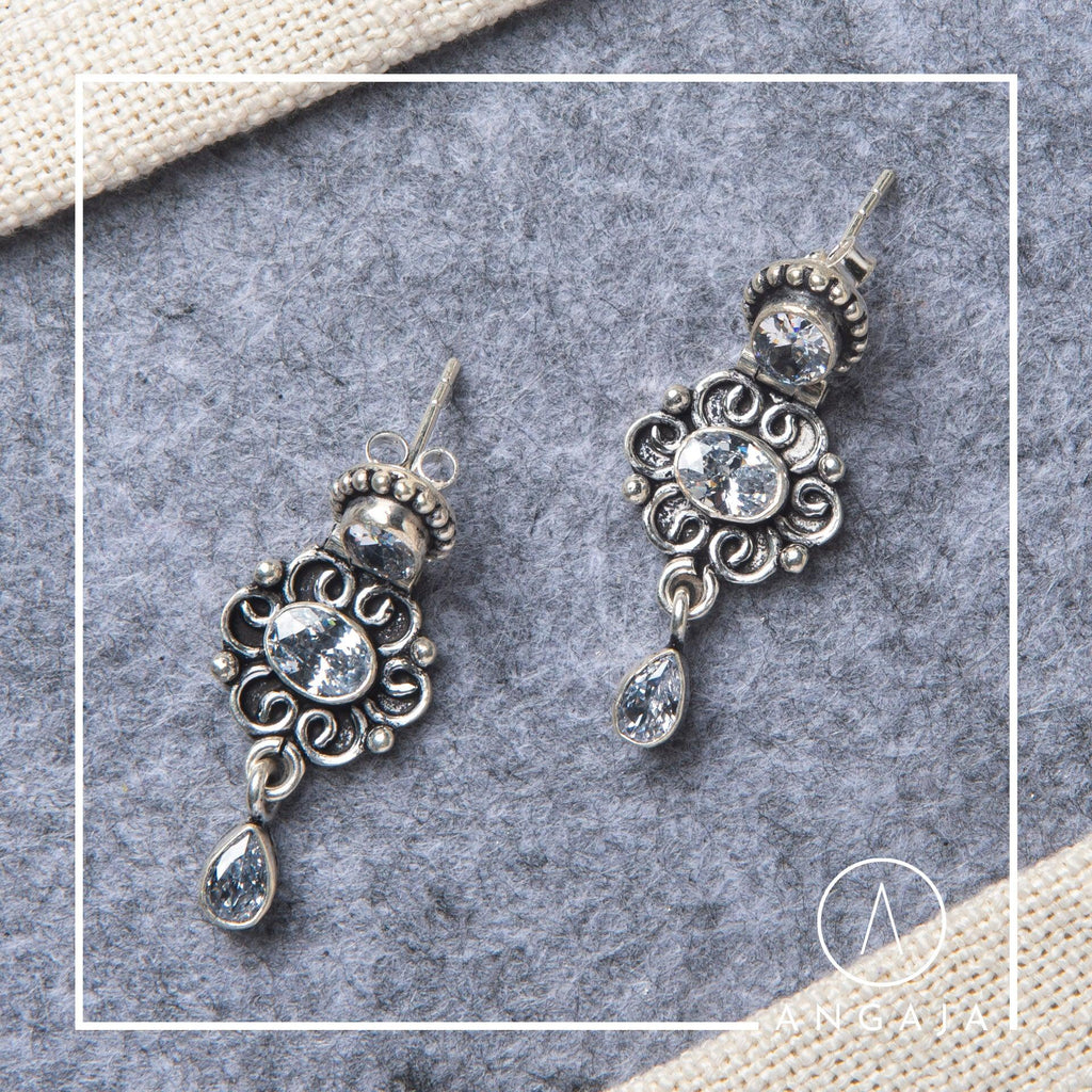 Cut Stone Earring - Angaja Silver