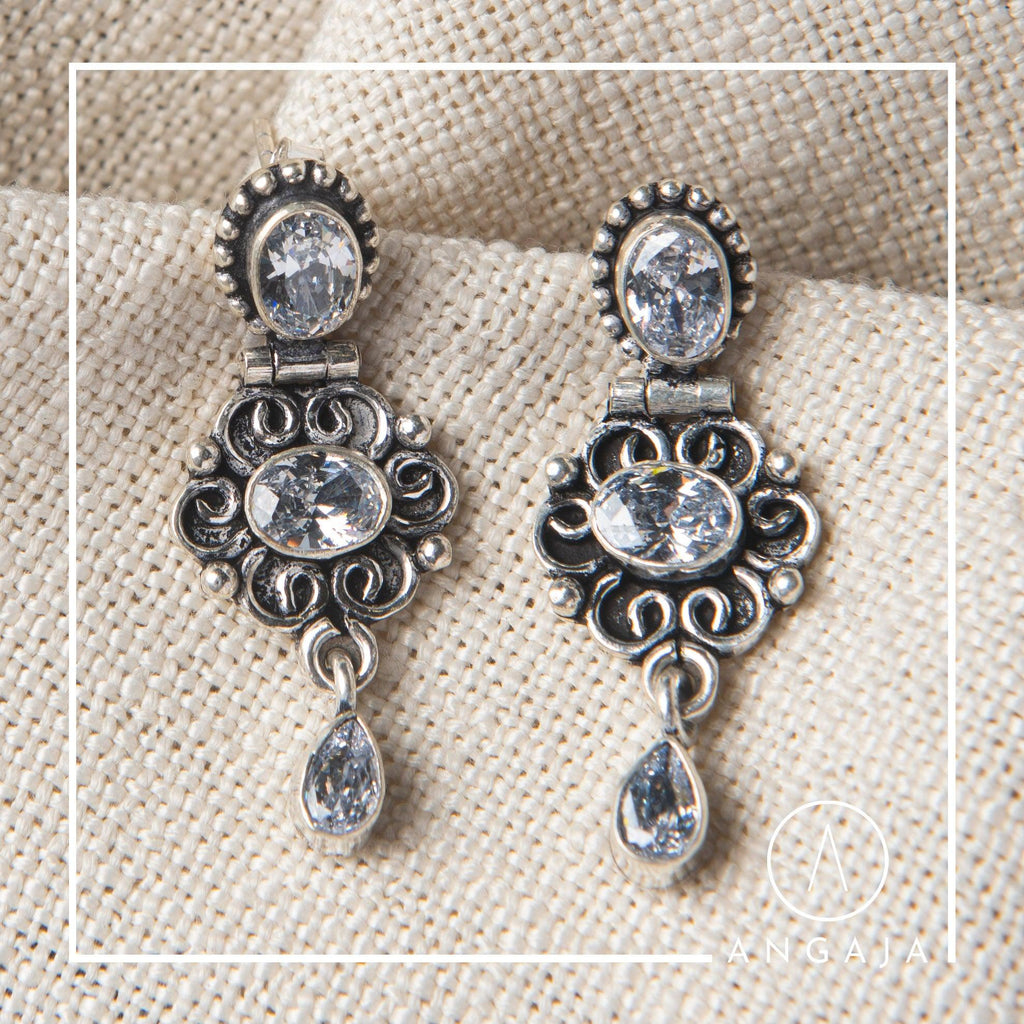 Cut Stone Earring - Angaja Silver