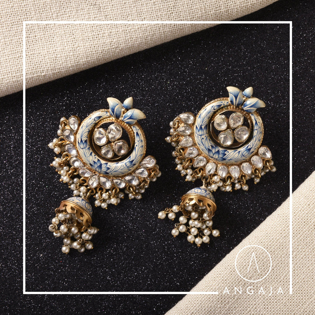 Enamel Silver Earrings - Angaja Silver