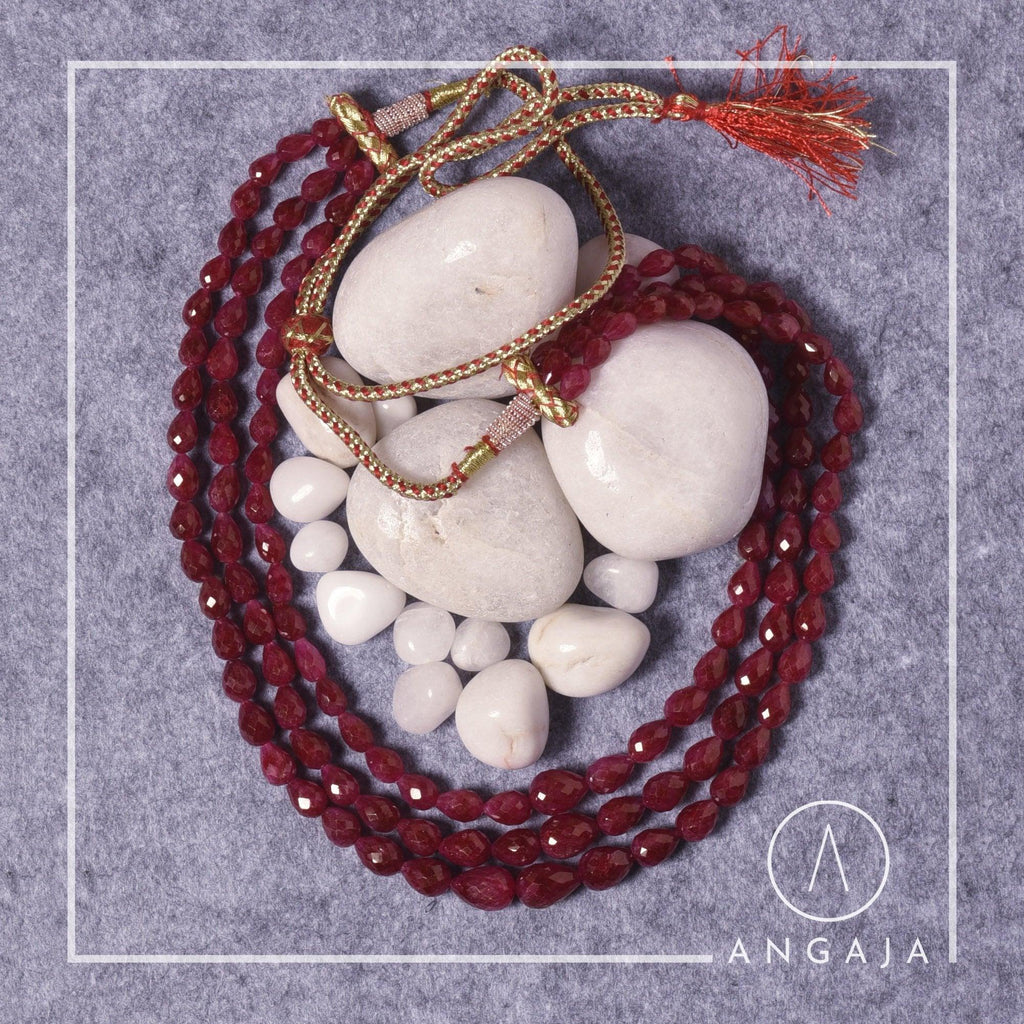 Dyed Manak Drops Mala - Angaja Silver