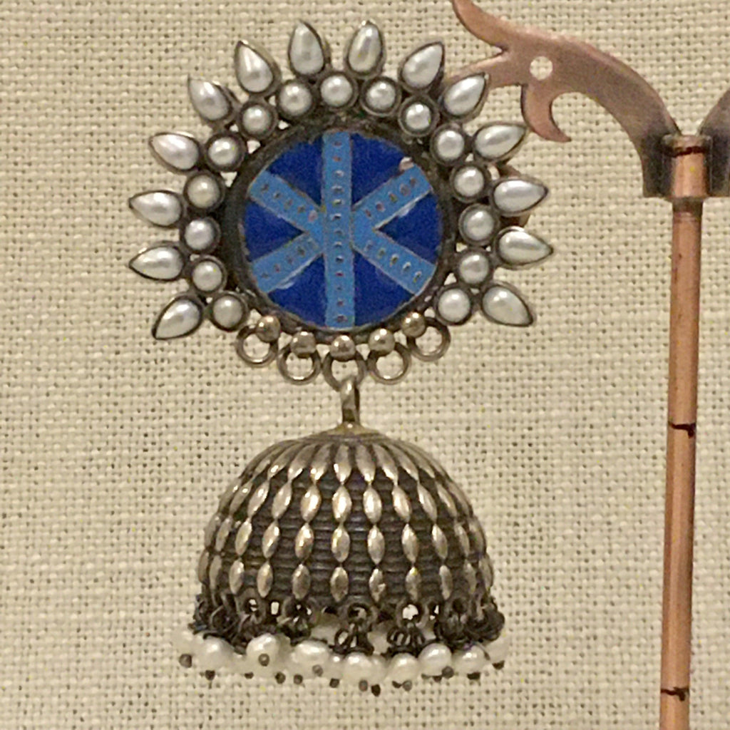 Enamel Jhumka - Angaja Silver