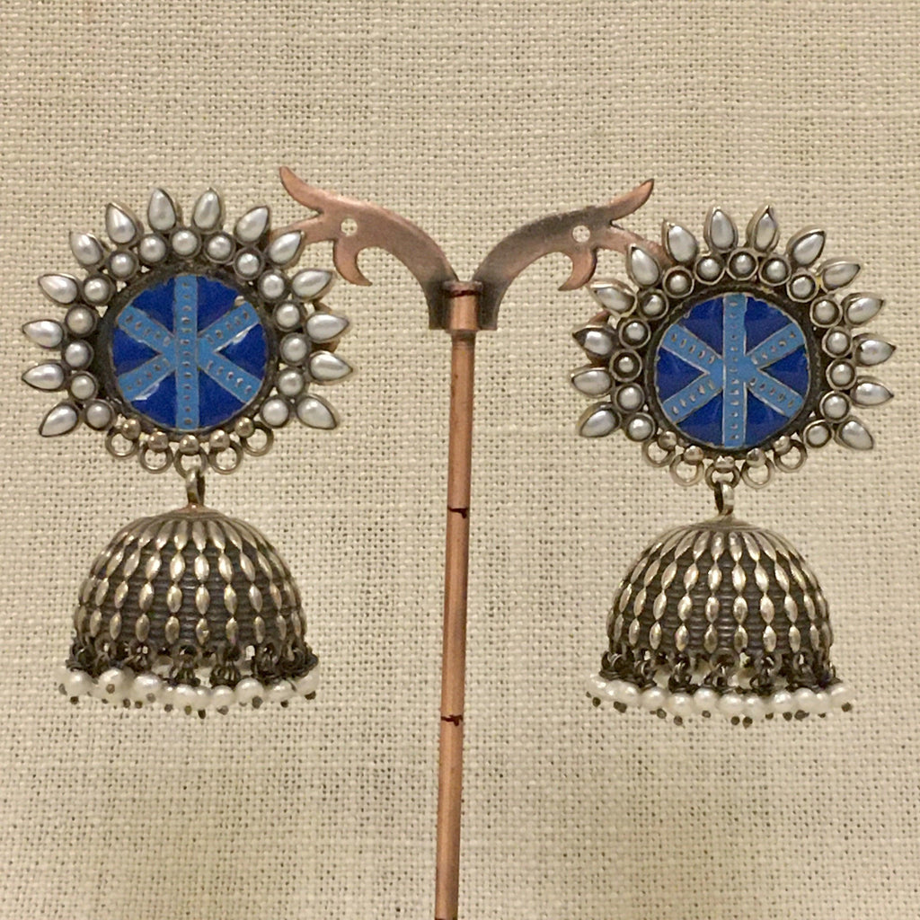 Enamel Jhumka - Angaja Silver