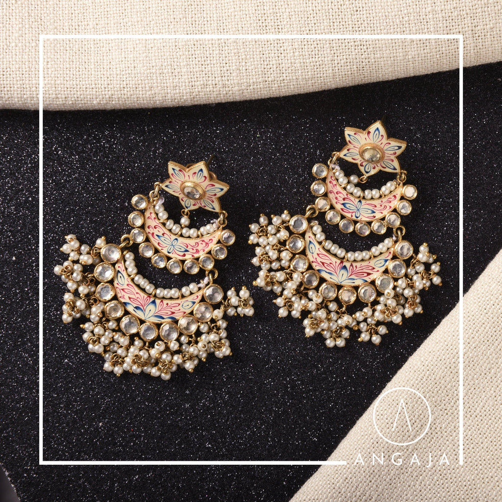 Enamel Silver Earrings - Angaja Silver