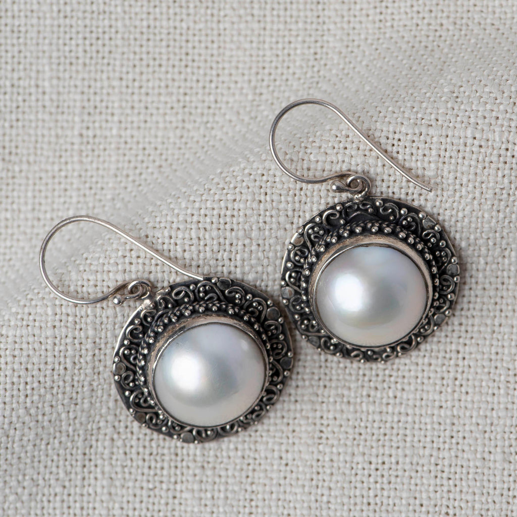 Fresh Water Pearl Silver Earrings - Angaja Silver