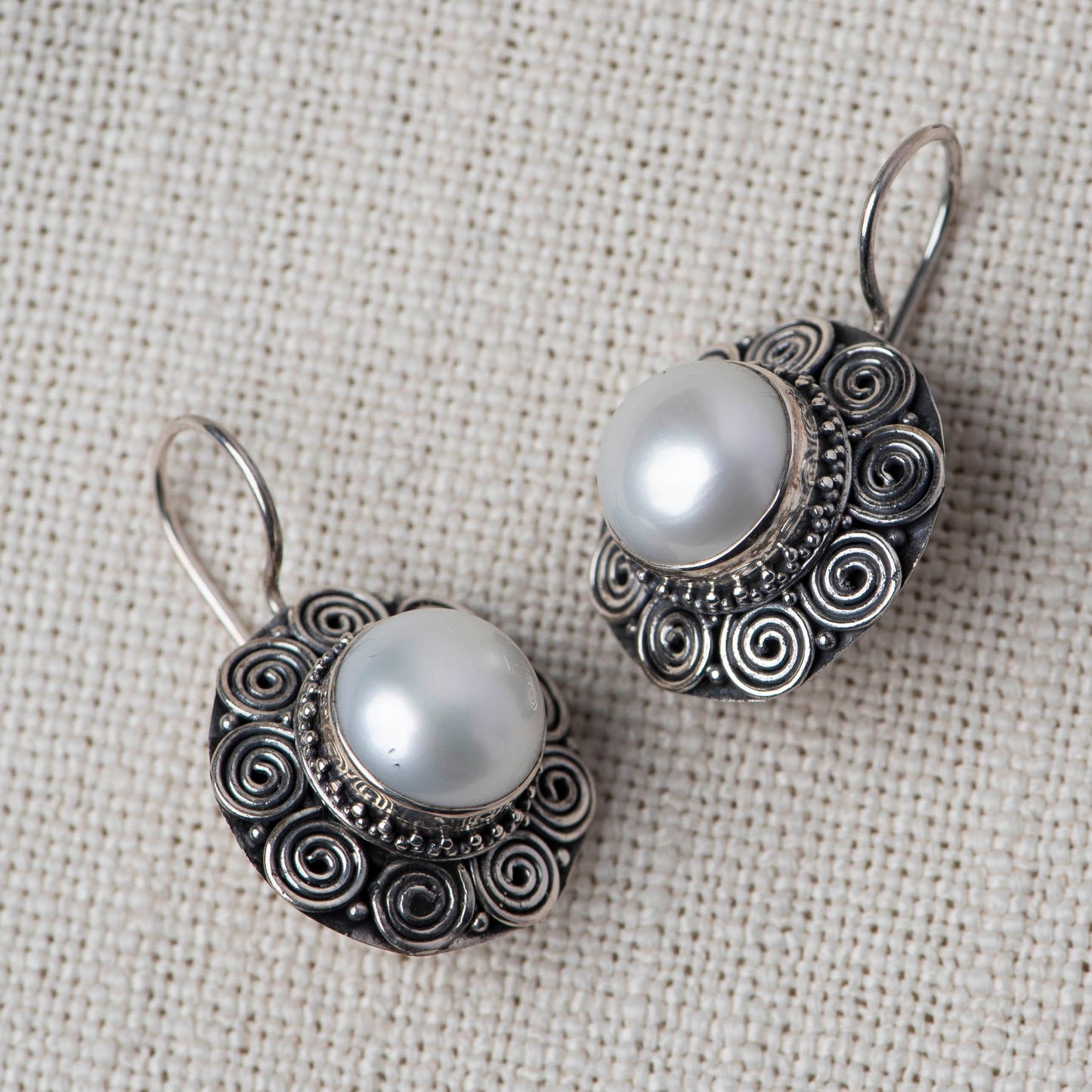 Fresh Water Pearl Silver Earrings - Angaja Silver
