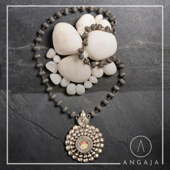 Ganesha Pendant Silver Necklace - Angaja Silver