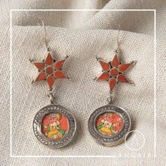 Ganesha Picture Silver Earrings