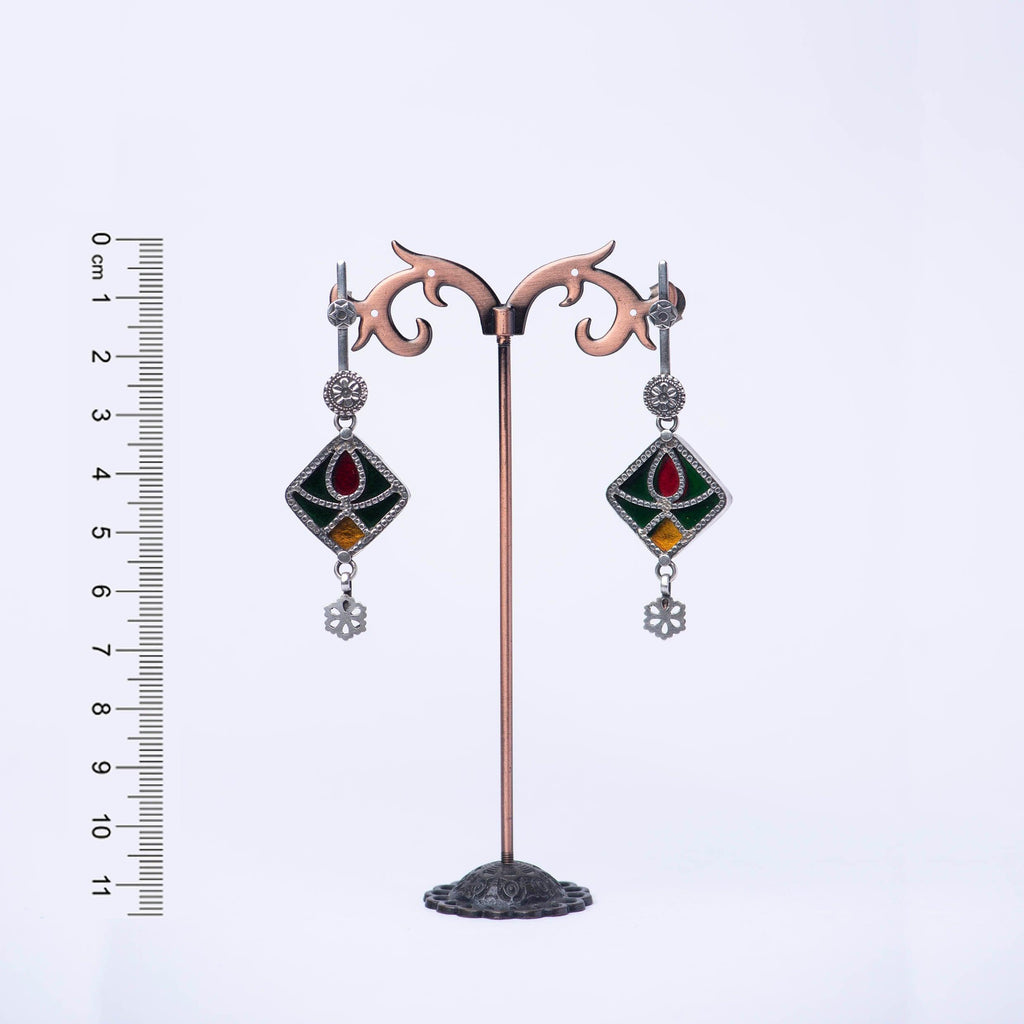 Glass Silver Earrings - Angaja Silver