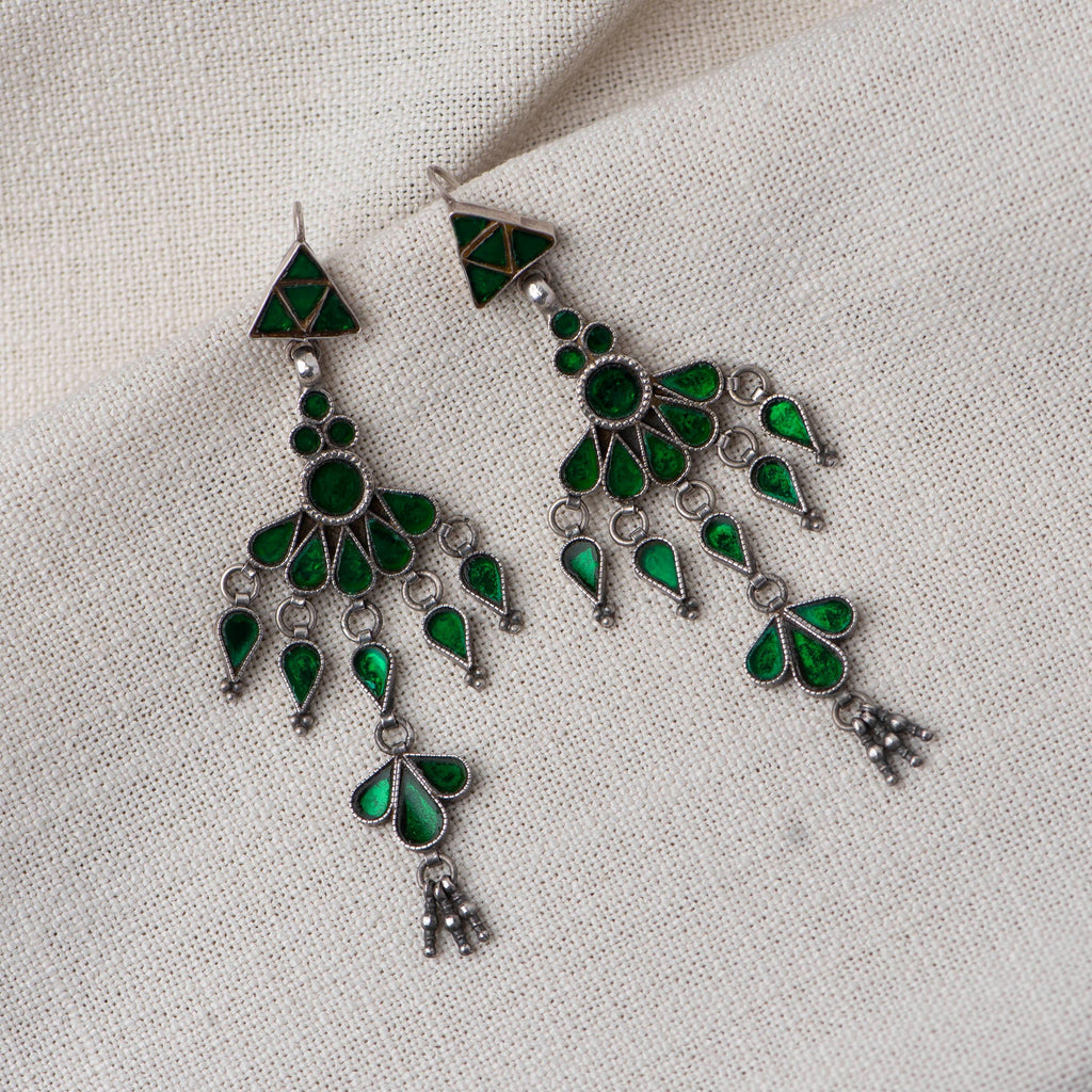 Glass Silver Earrings - Angaja Silver