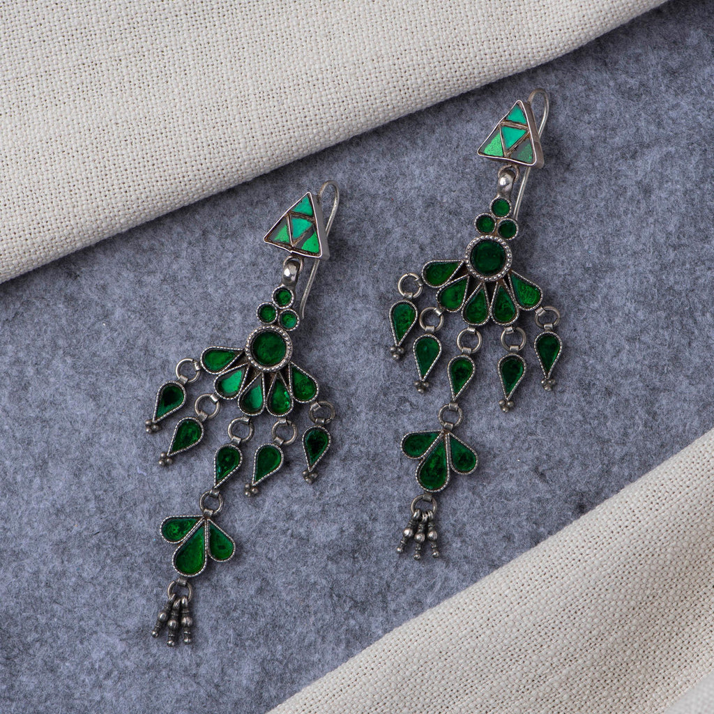 Glass Silver Earrings - Angaja Silver