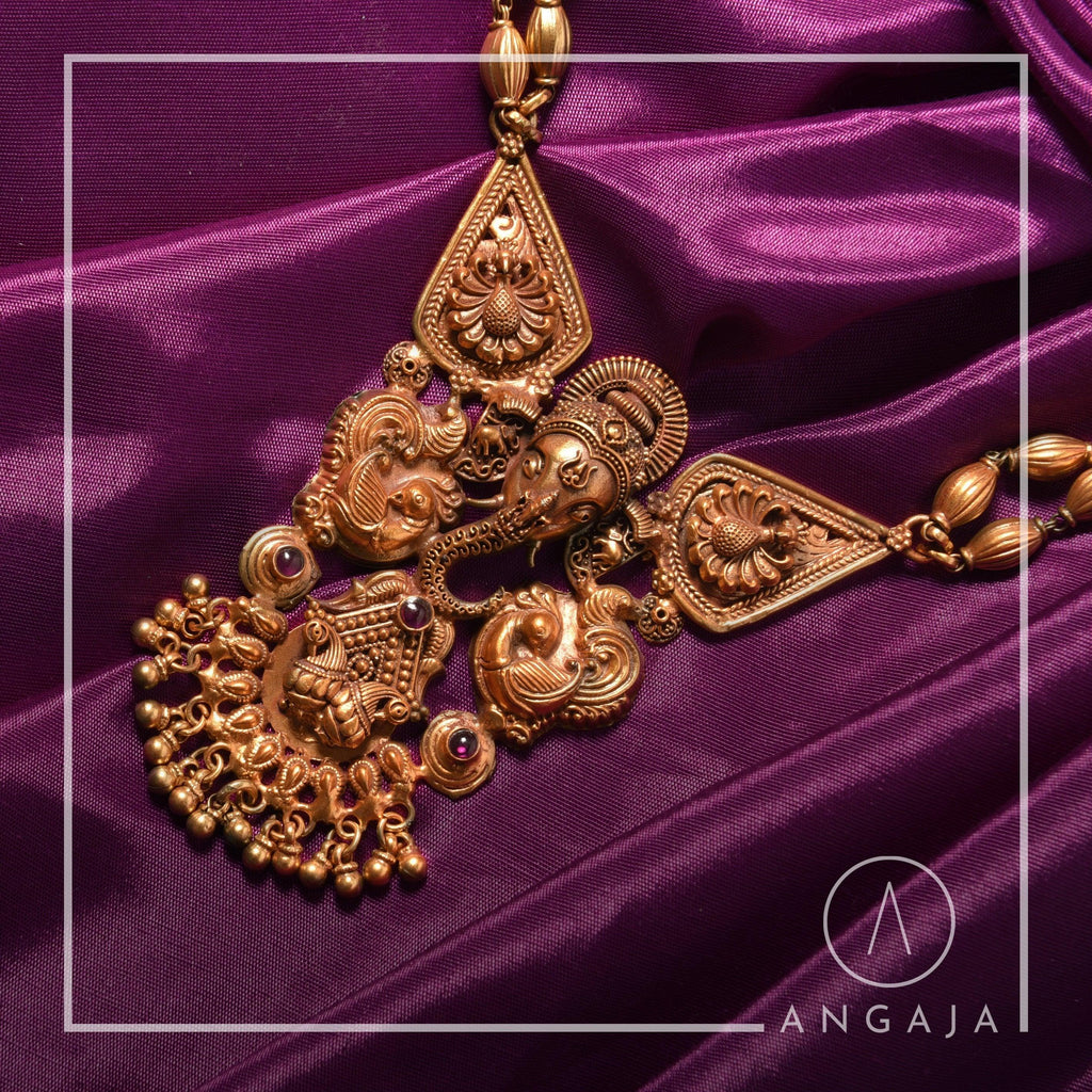 Gold Plated Ganesha Silver Necklace - Angaja Silver