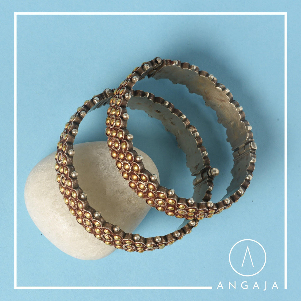 Gold dip Polka Kada - Angaja Silver