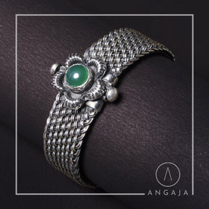 Green Onyx Kada - Angaja Silver