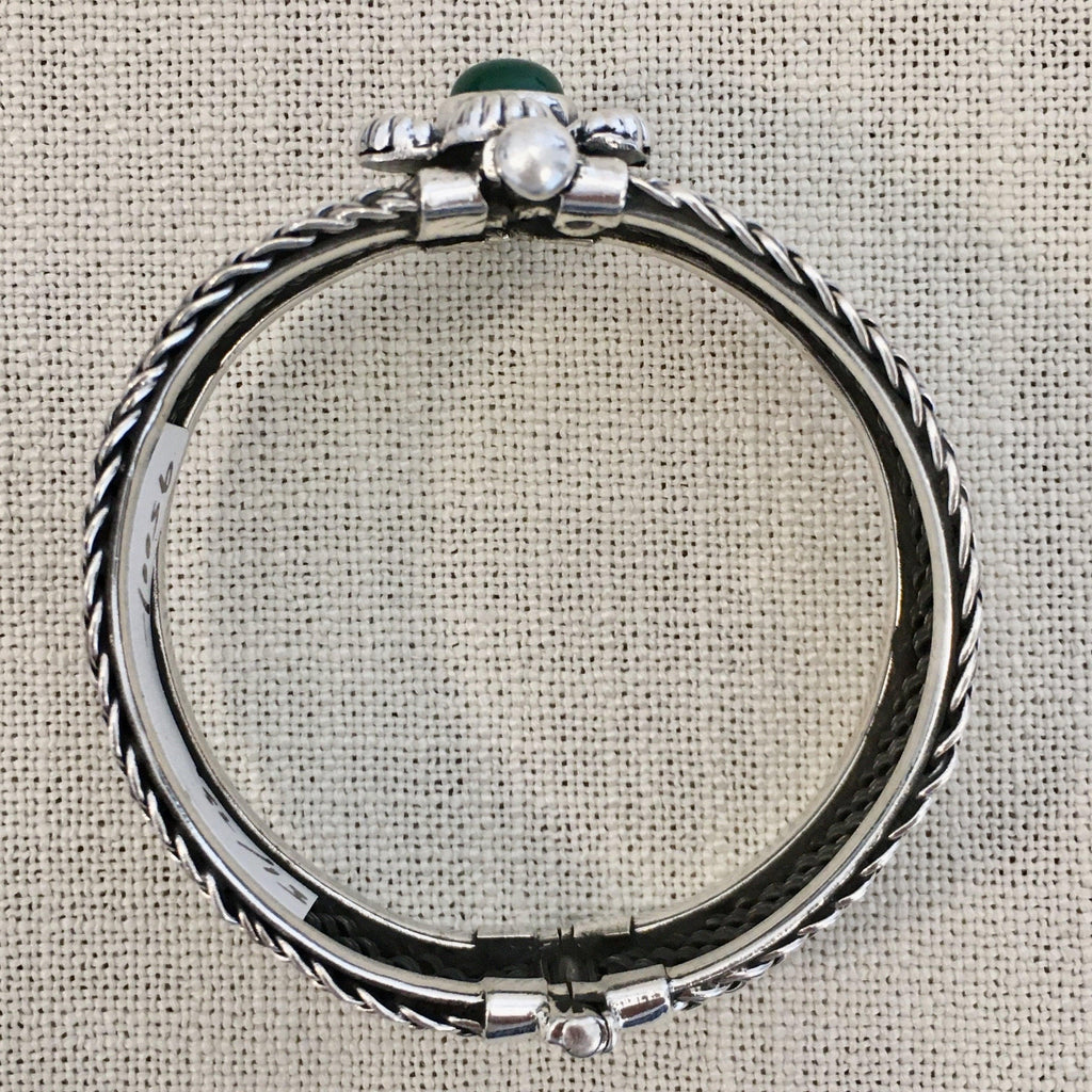 Green Onyx Kada - Angaja Silver