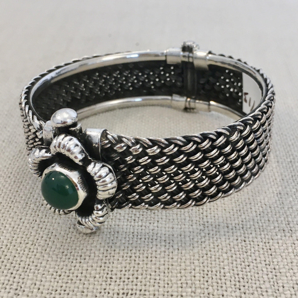 Green Onyx Kada - Angaja Silver