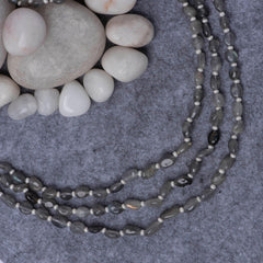 Grey Onyx 3 Line Silver Mala