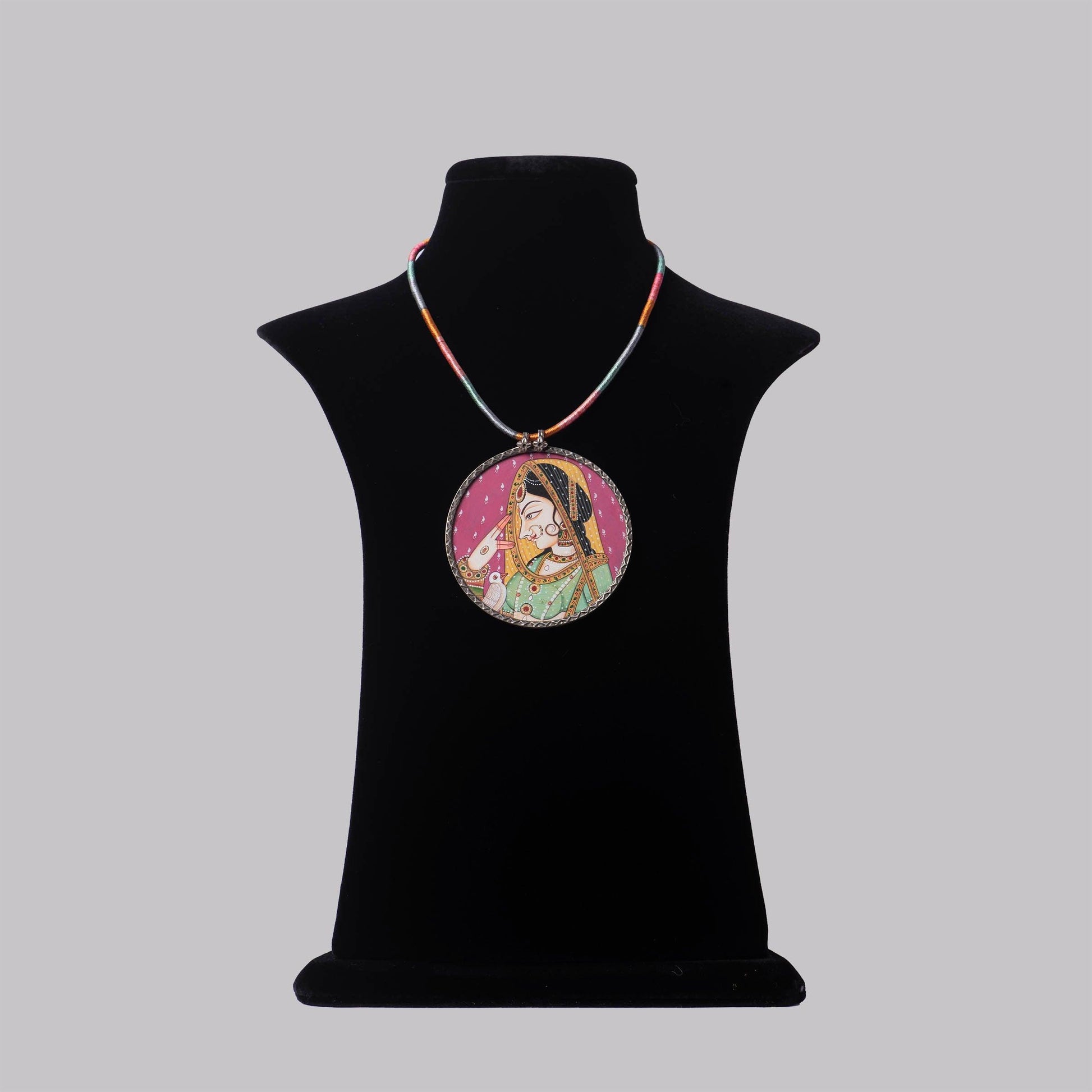 Hand Painted Glass and Silver Necklace - Angaja Silver