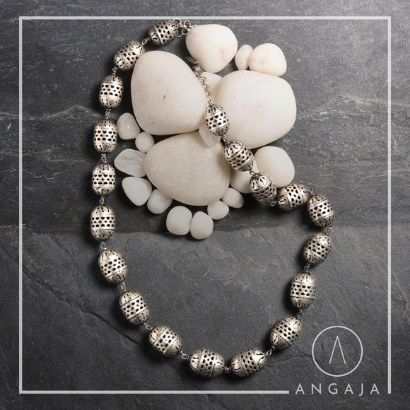 Hollow Beads Silver Necklace - Angaja Silver