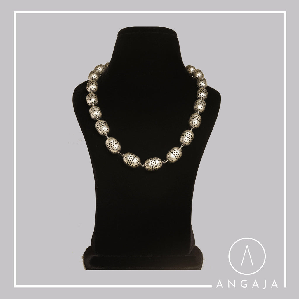 Hollow Beads Silver Necklace - Angaja Silver