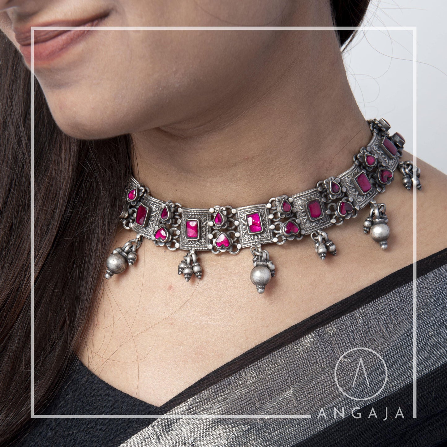 Jadau Silver Choker - Angaja Silver
