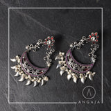 Kundan Earrings - Jodhpuri Work - Angaja Silver