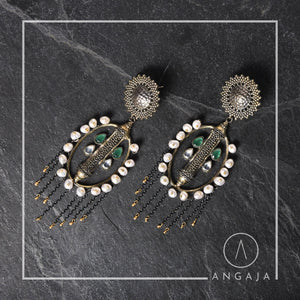 Kundan Pearl Earrings - Angaja Silver