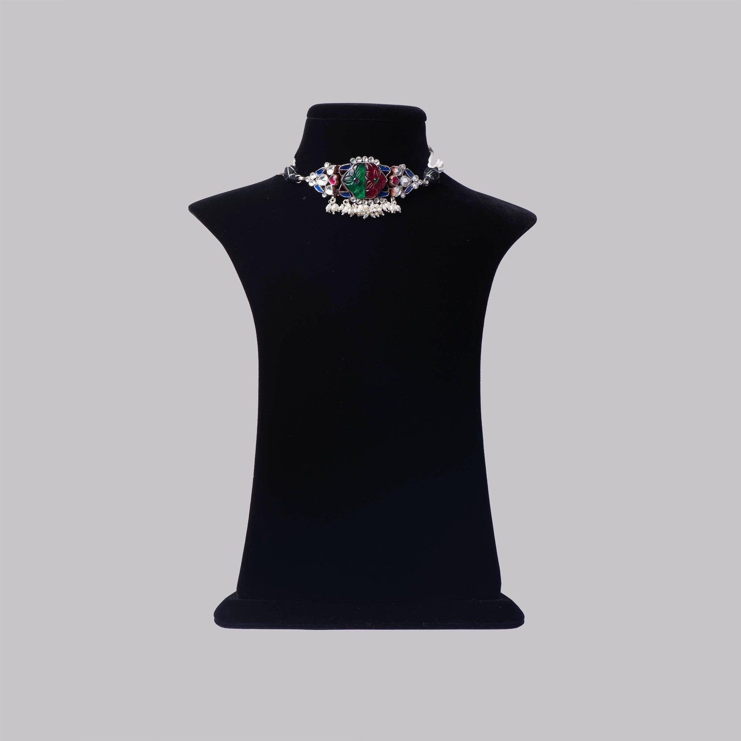 Kundan Silver Necklace - Angaja Silver