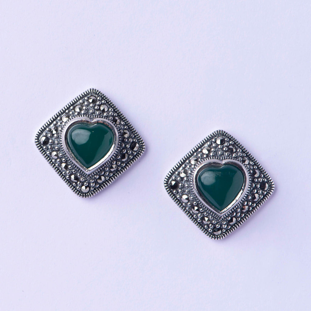 Marcasite Silver Earrings - Angaja Silver