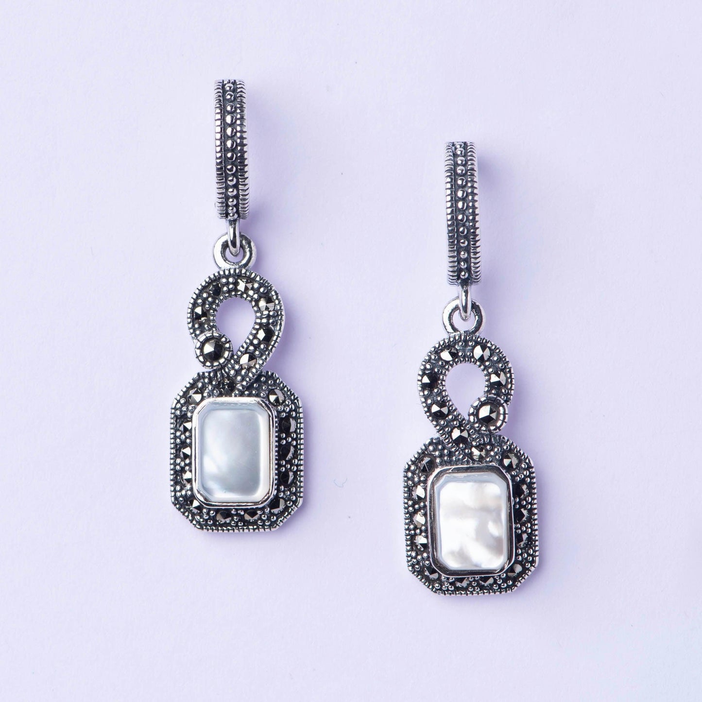Marcasite Silver Earrings - Angaja Silver