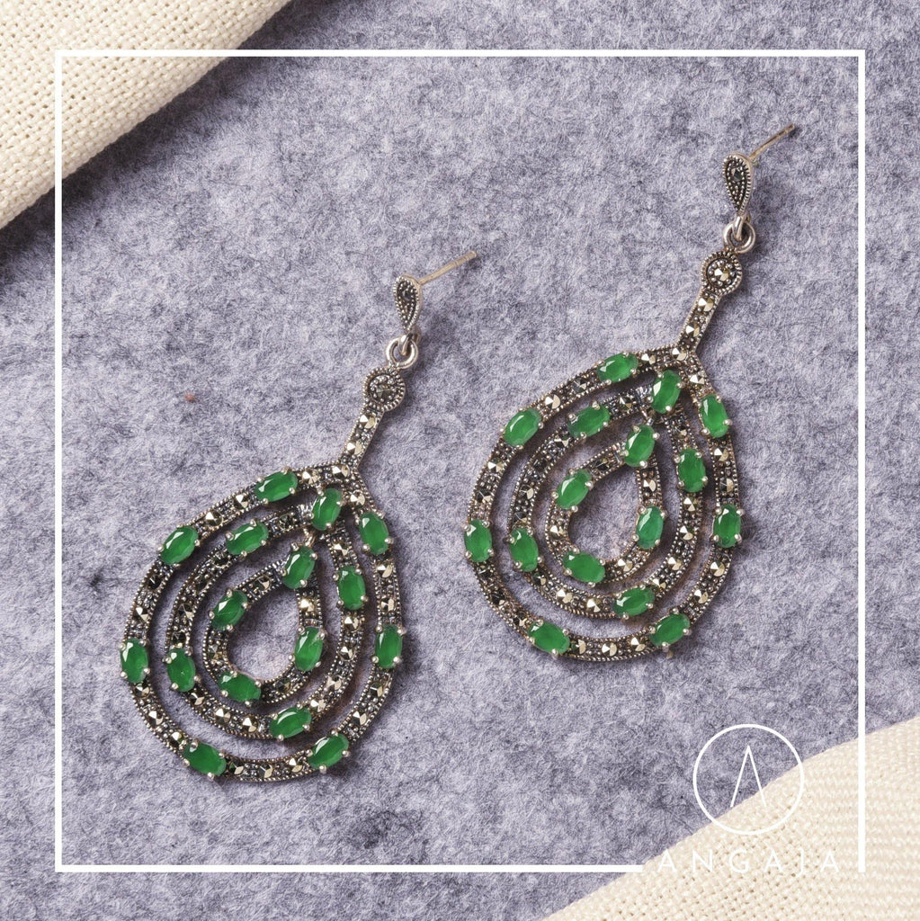 Marcasite Silver Earrings - Angaja Silver
