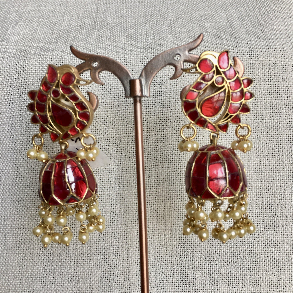 Meenakari Jhumka Gold Plated - Angaja Silver