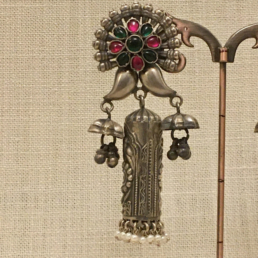 Meenakari Silver Jhumka - Angaja Silver