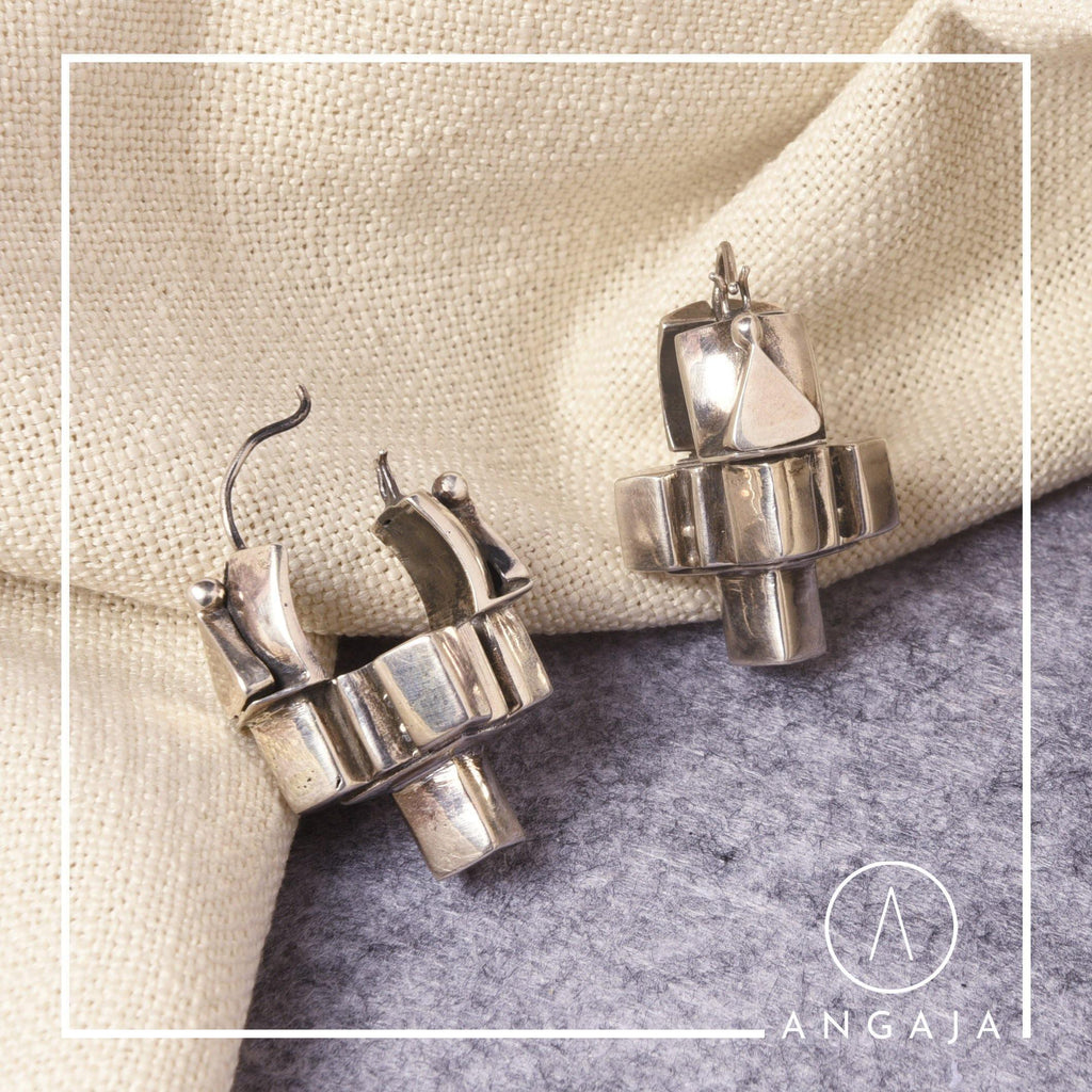 Modern Earrings - Angaja Silver