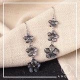 Mother Of Pearl Black Silver Earrings - Angaja Silver