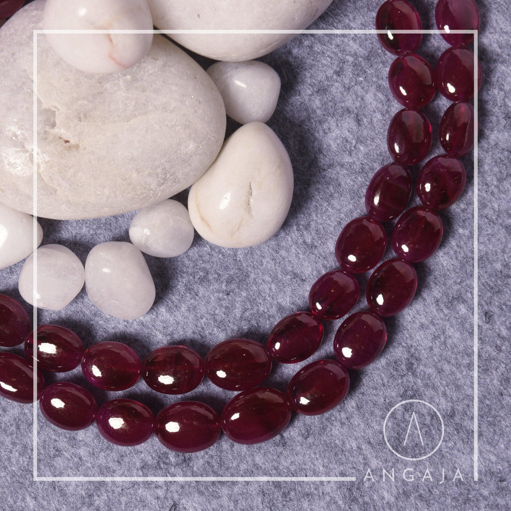 Onyx Ruby Mala - Angaja Silver