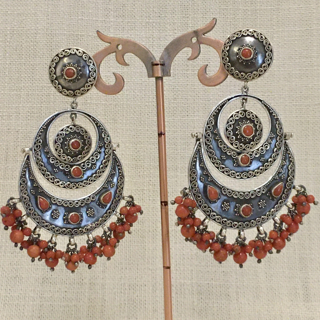 Real Coral Earrings - Angaja Silver