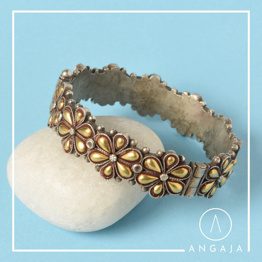 Real Gold Dip Kada - Angaja Silver