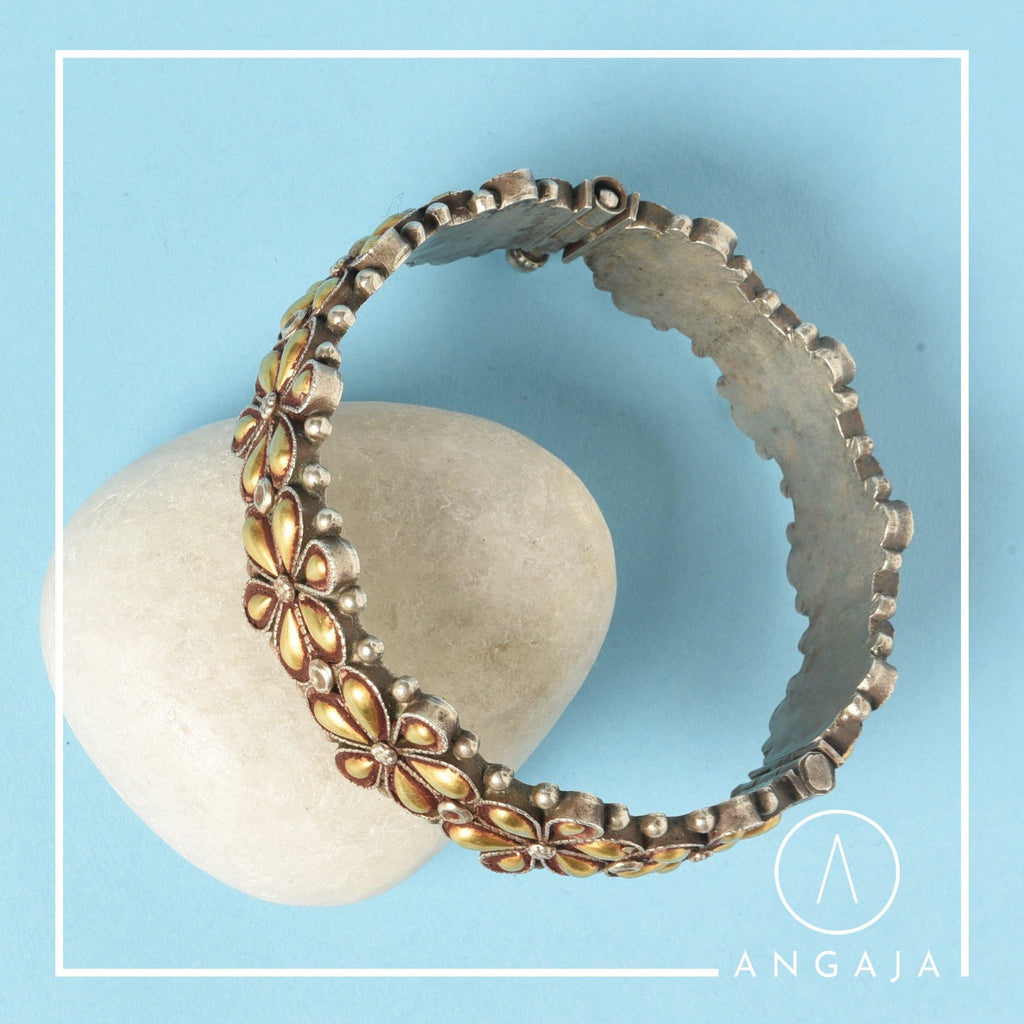 Real Gold Dip Kada - Angaja Silver