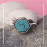 Real Turquoise Silver Ring - Angaja Silver