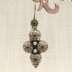 Ruby silver earrings