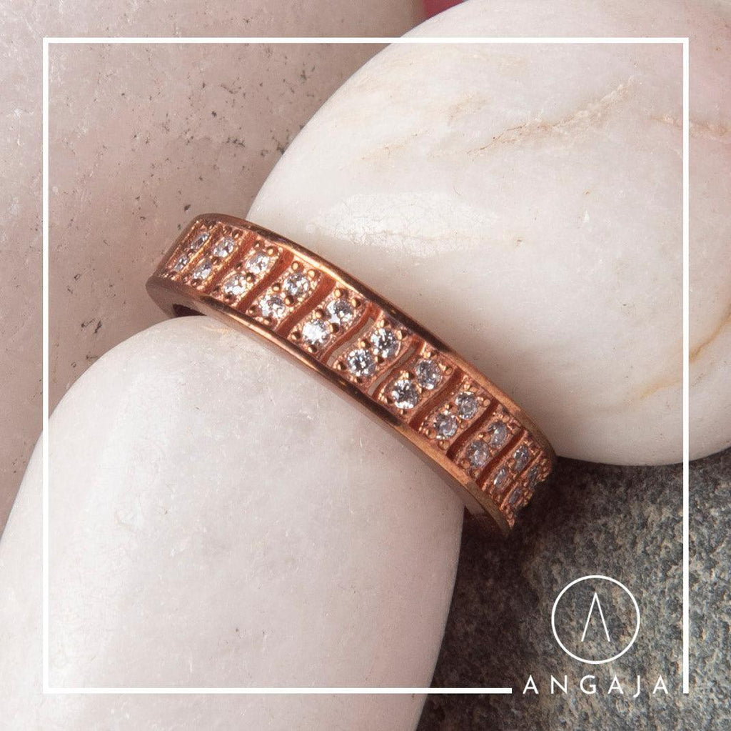 Rose Gold Plated Silver Band - Angaja Silver