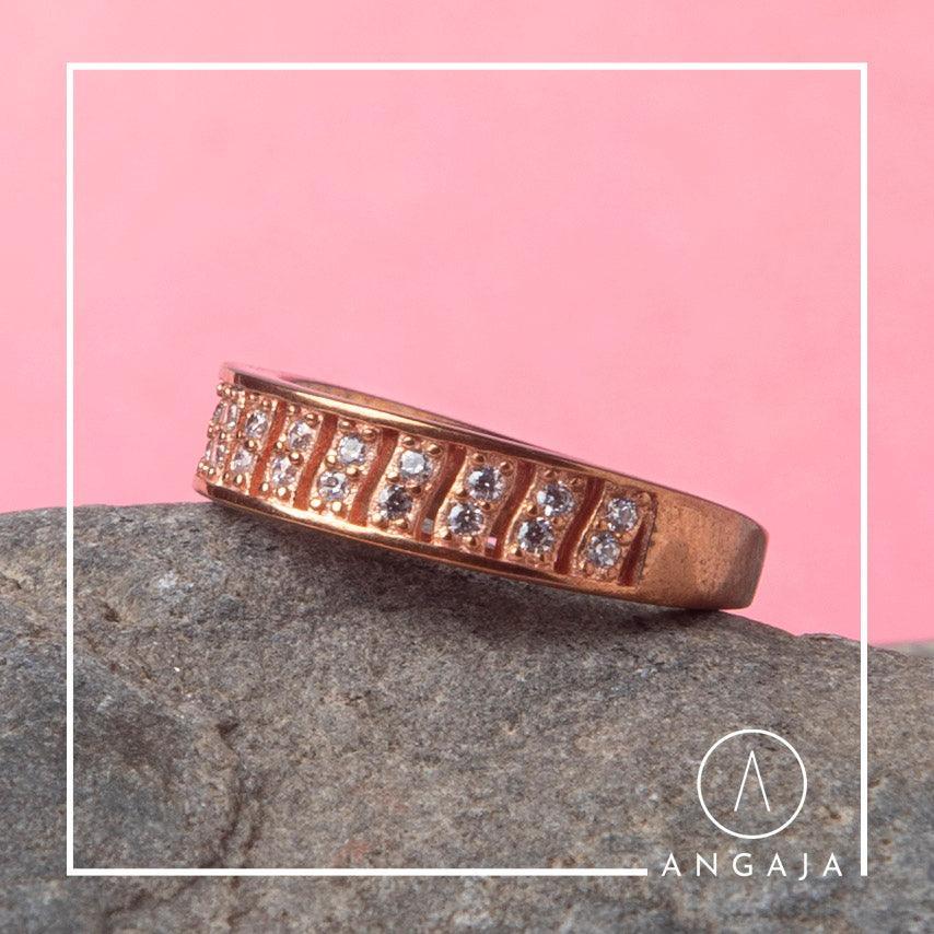 Rose Gold Plated Silver Band - Angaja Silver