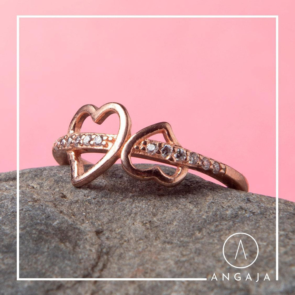 Rose Gold Plated Silver Ring - Angaja Silver