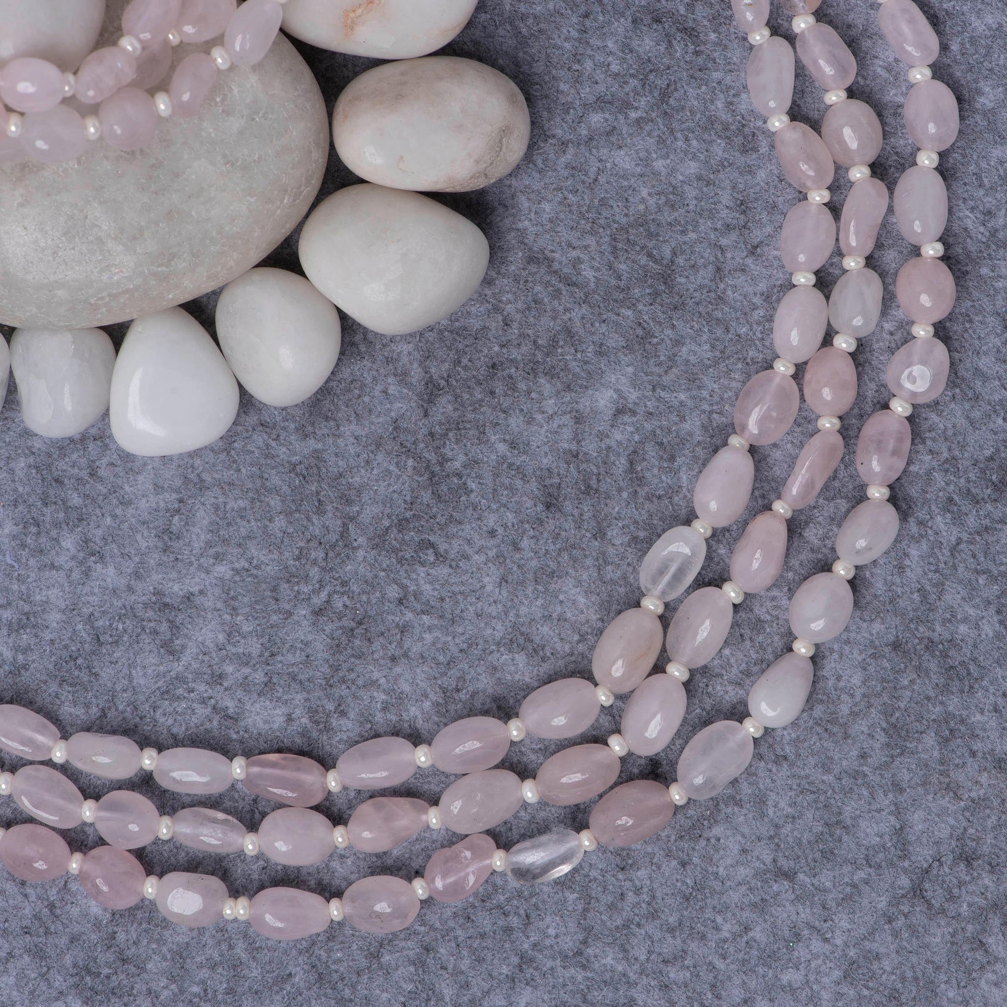 Rose Quartz Line Silver Mala – Angaja Silver