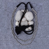 Silver Beads Necklace 2 Line - Angaja Silver
